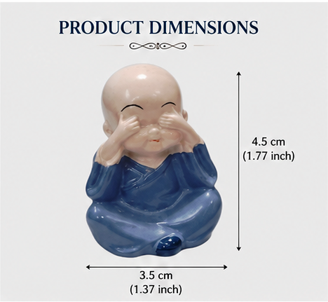 Set of 4 Mini Laughing Monk Buddha Figurines | Cute Decorative Showpiece for Home, Office & Car Dashboard - Image 3